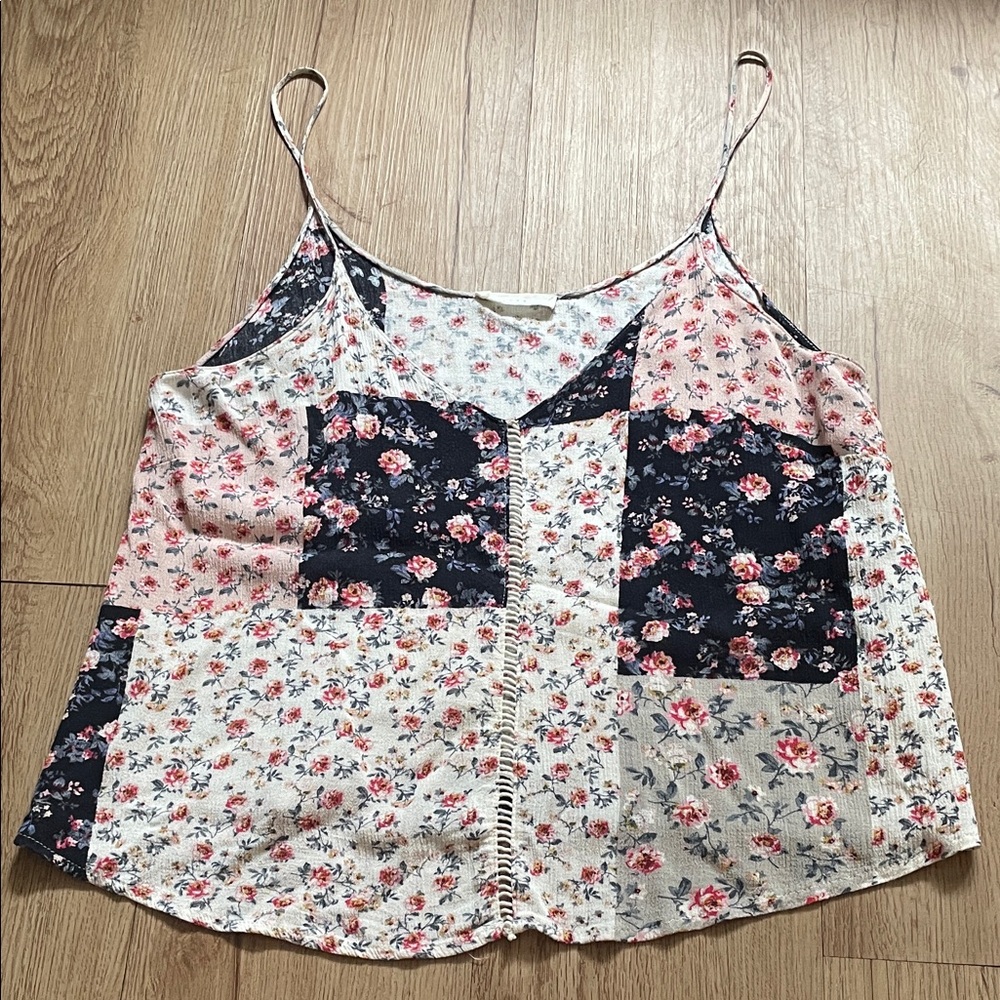 Lush Floral Camisole in Cream and Black